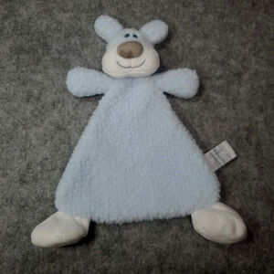 Demdaco Nat & Jules Light Blue Puppy Dog Lovey 11 Inch Rattle Plush Baby Toy